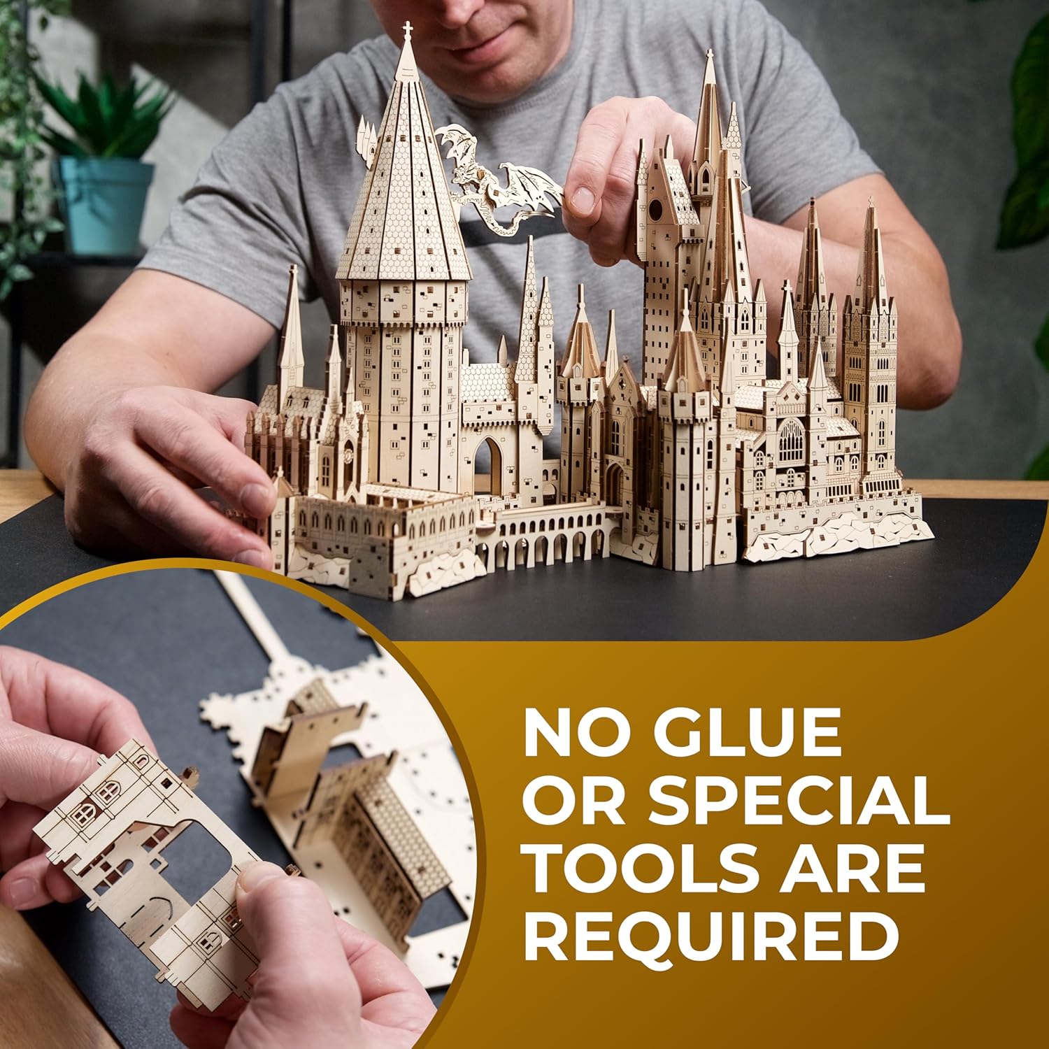 Detalle 2 de Ugears Harry Potter Hogwarts Castle 3D Wood Puzzle for Adults