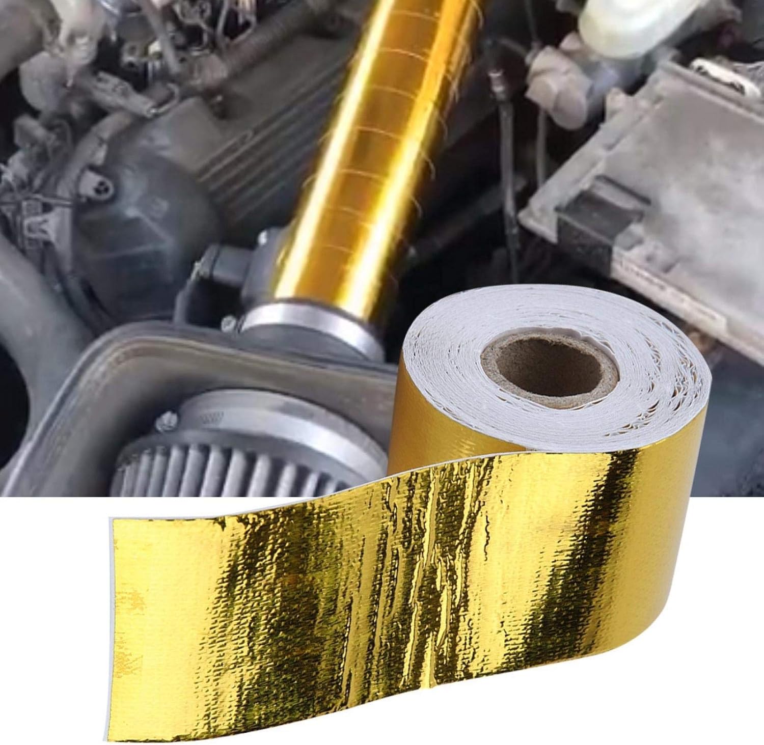 Detalle 2 de Fydun värmereflekterande tejp, självhäftande aluminiumfolie, guld 10 m x 5 cm