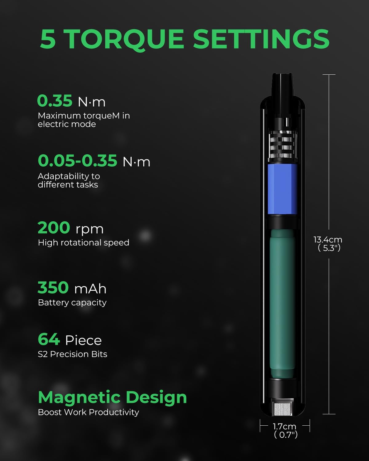Detalle 2 de 3.7V Mini Electric Screwdriver Set 68-in-1 — 64 S2 bits 🛠