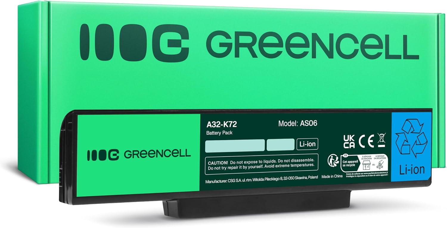 Detalle de Green Cell Batteria Asus A32-K72 per Portatile: 4400 mAh di affidabilità compatibile