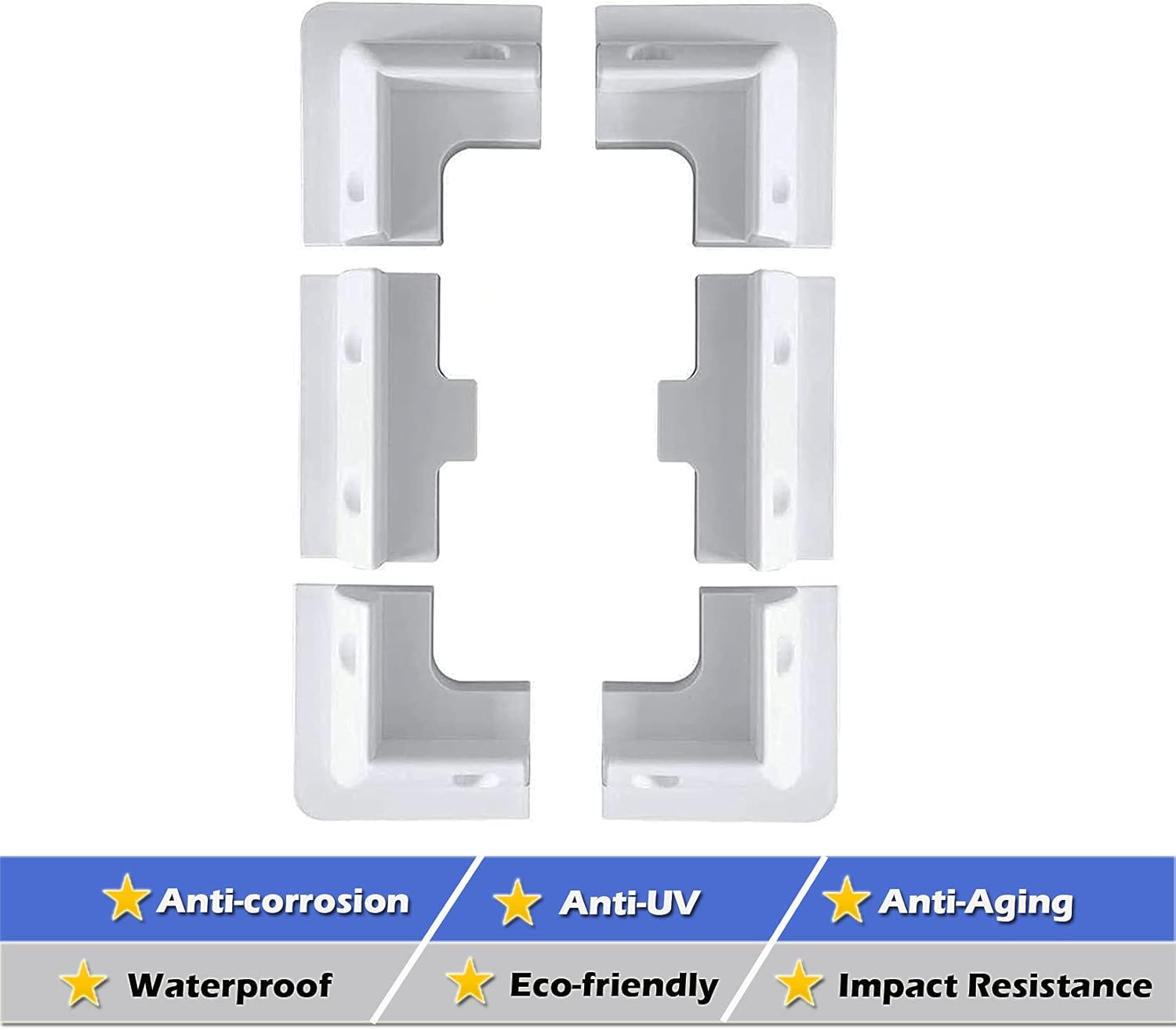 Thumbnail 1 de TRAMILY 6PCS Solar Panel Mounting Bracket White Rectangle Set – Corner and Side Supports for Flat Surfaces