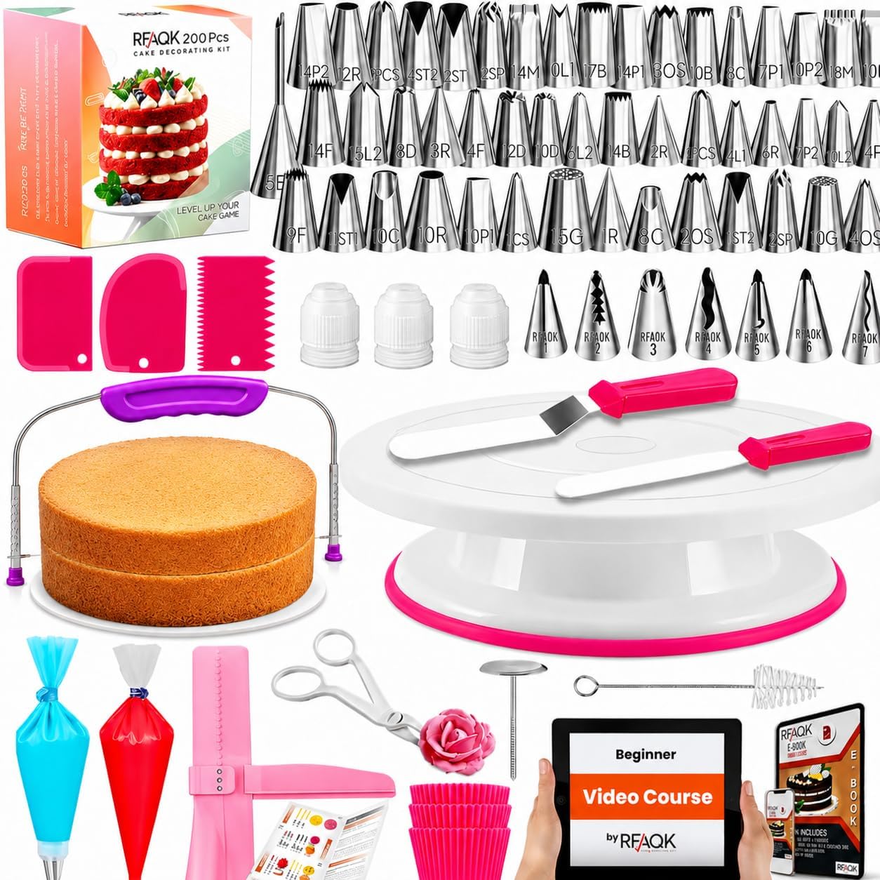Thumbnail 6 de RFAQK 65‑Piece Cake Decorating Kit with Turntable and E‑Book