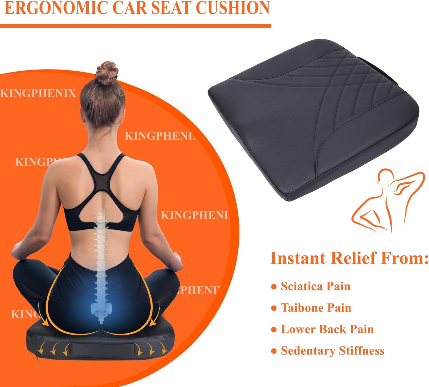 Detalle 2 de kingphenix Premium Car Seat Cushion 2.5 in