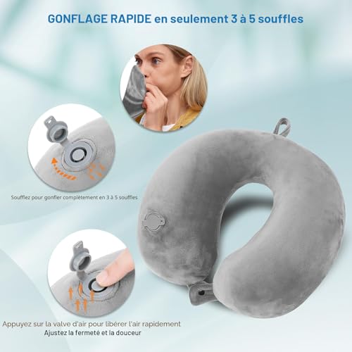 Thumbnail 1 de Cirrord Coussin de Voyage Gonflable pour Avion — Oreiller de Nuque Ultraléger avec Masque et Bouchons d’oreilles