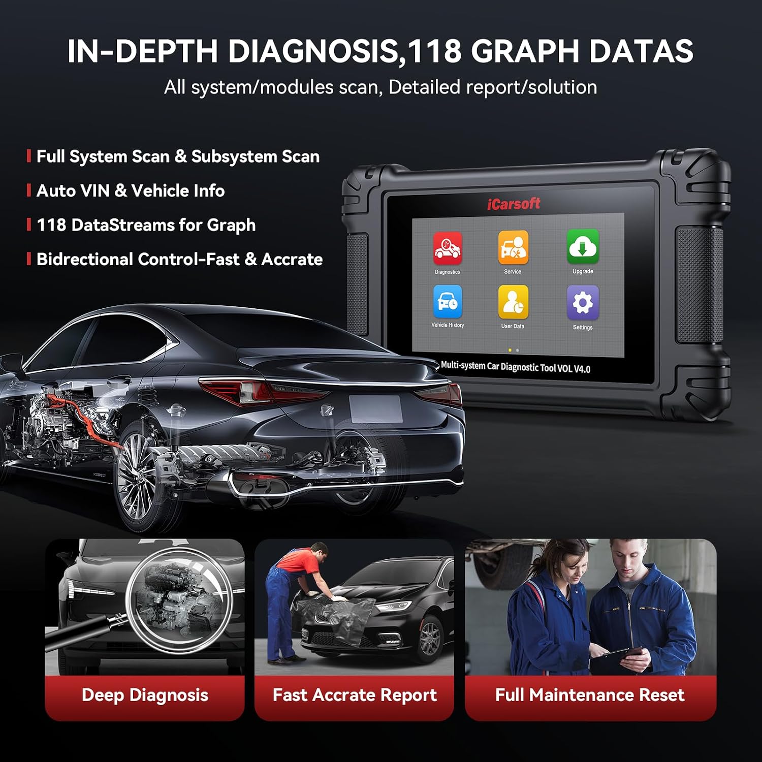 Thumbnail 5 de iCarsoft VOL V4.0 bidirectional diagnostic scan tool for Volvo/SAAB (OBD2) with Auto VIN