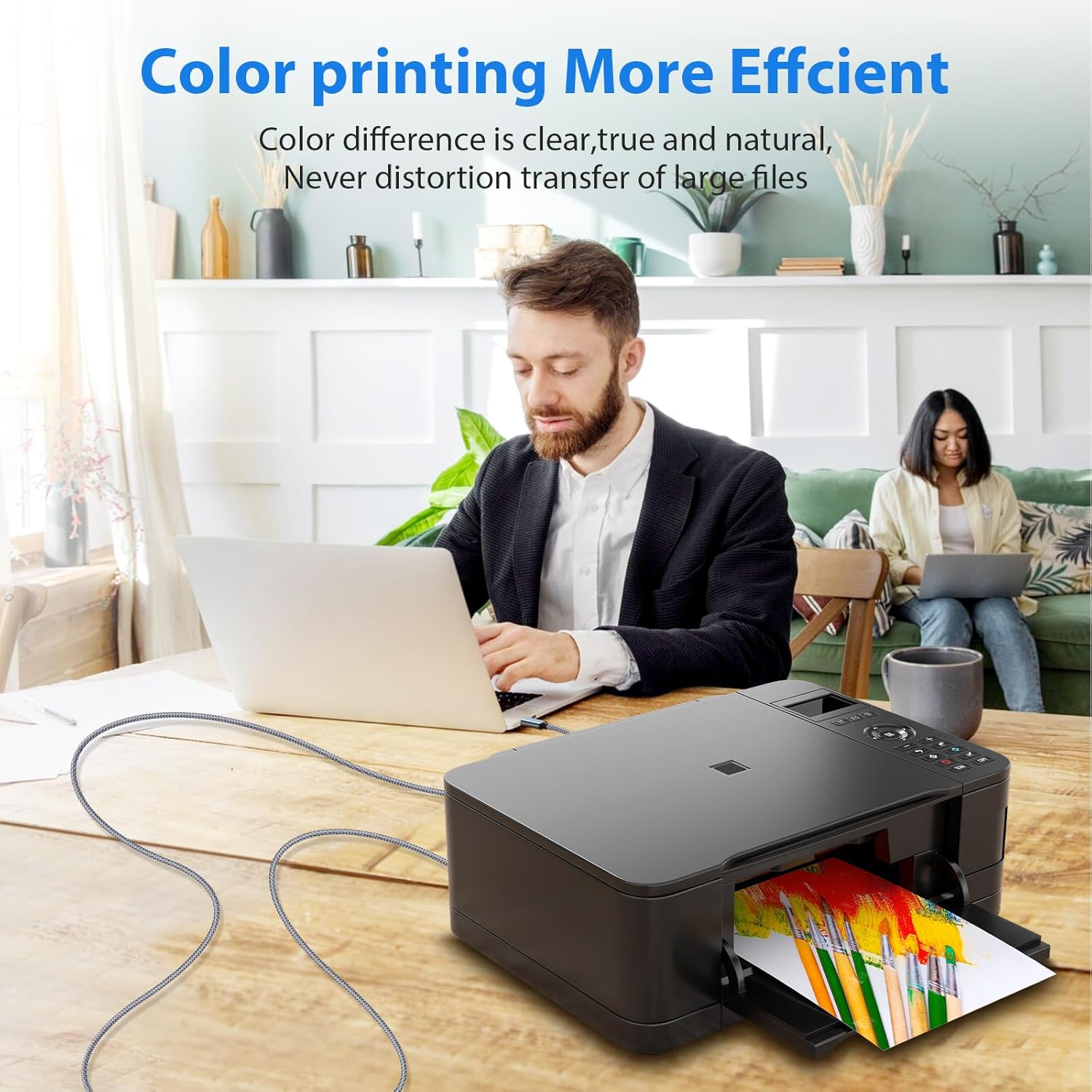 Detalle de USB B to USB C Printer/MIDI Cable 6ft for MacBook Pro, HP/Canon Printers and MIDI Controllers