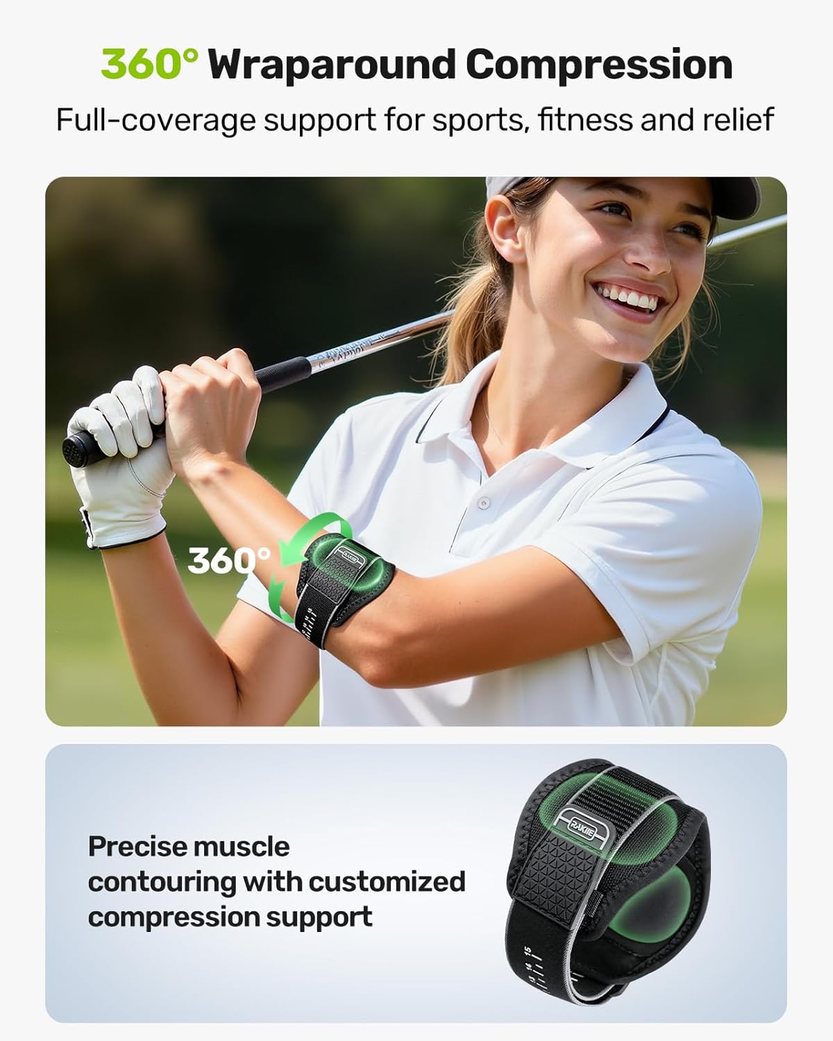 Thumbnail 2 de Rakiie Tennis Elbow Support Strap – Adjustable Dual Silicone Pad Compression for Tennis & Golf Elbow