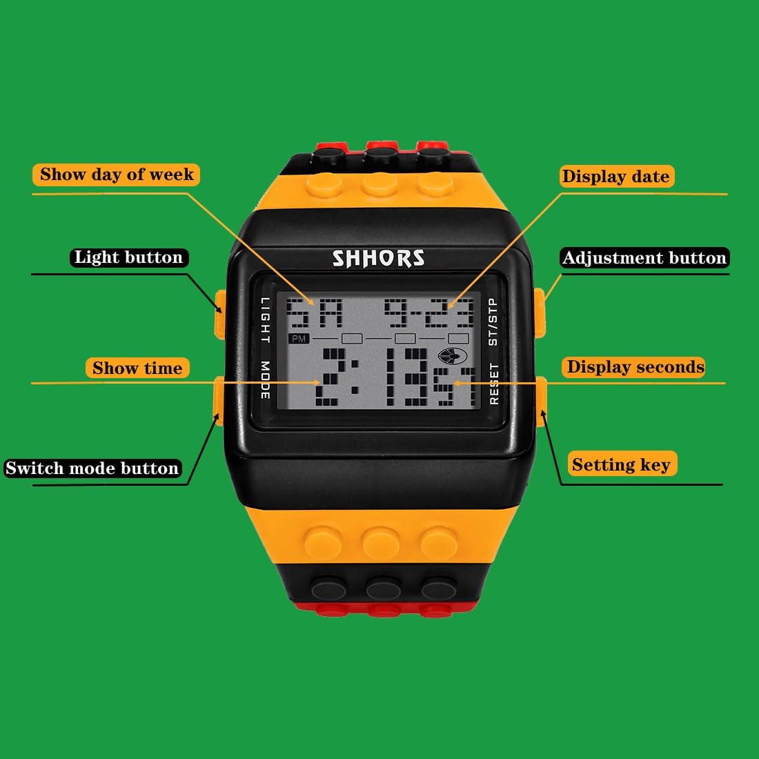 Thumbnail 1 de FENKOO Orologio digitale arcobaleno Rosso