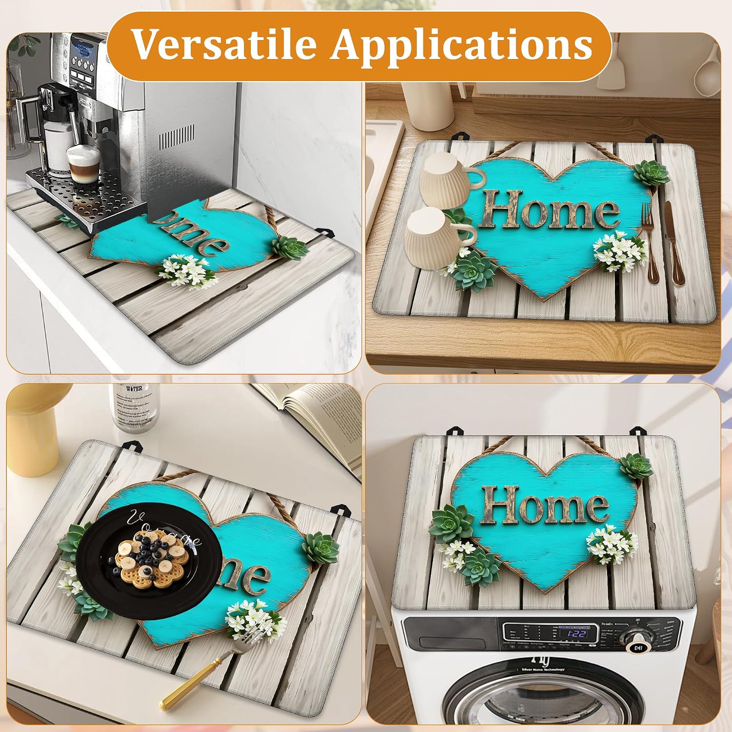 Thumbnail 6 de YIKTI Heart Pattern Stove Top Cover, 28 x 20 Inch Natural Rubber Mat