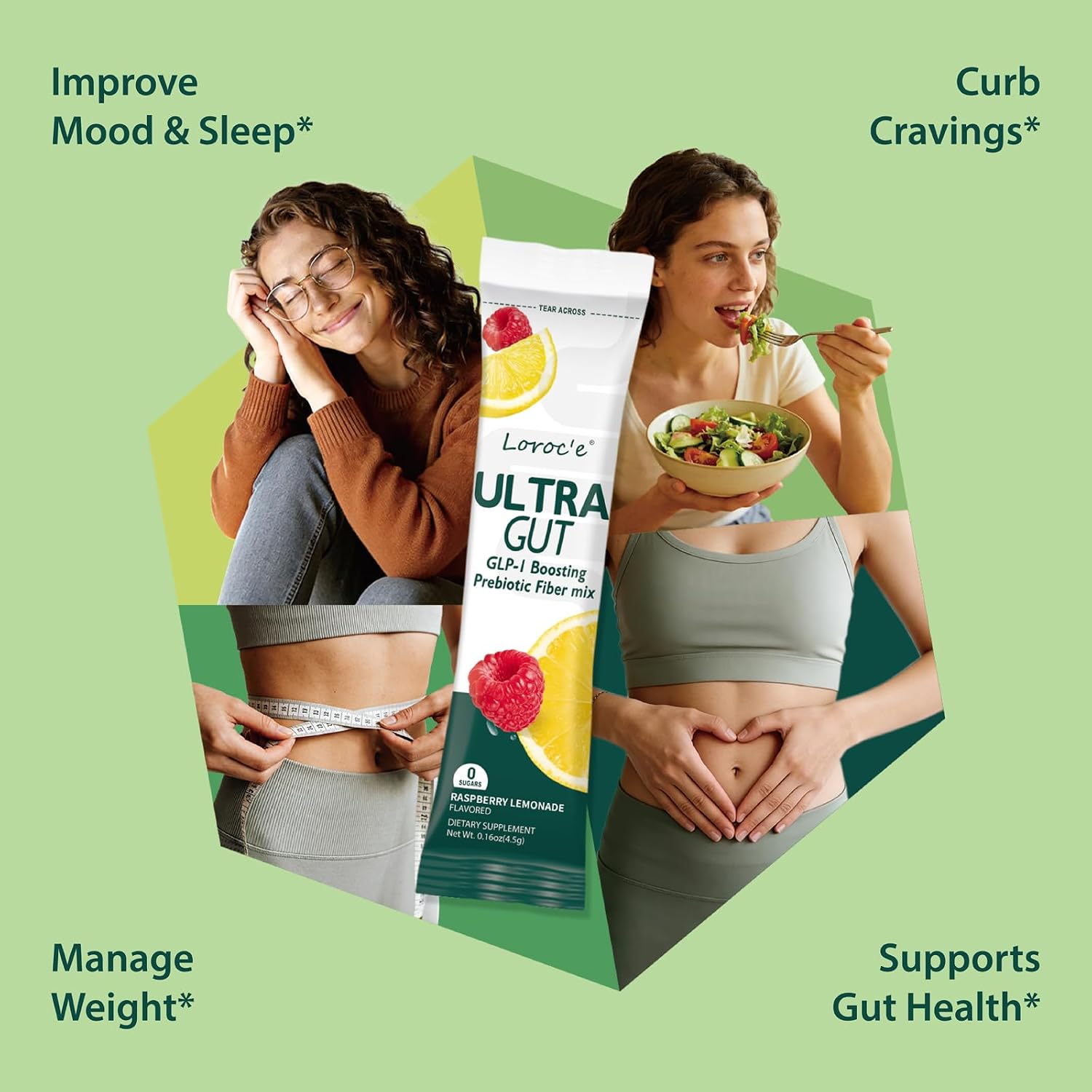 Detalle 2 de Loroc'e UltraGut GLP-1 Booster Fiber Drink, Raspberry Lemonade, 30 Servings