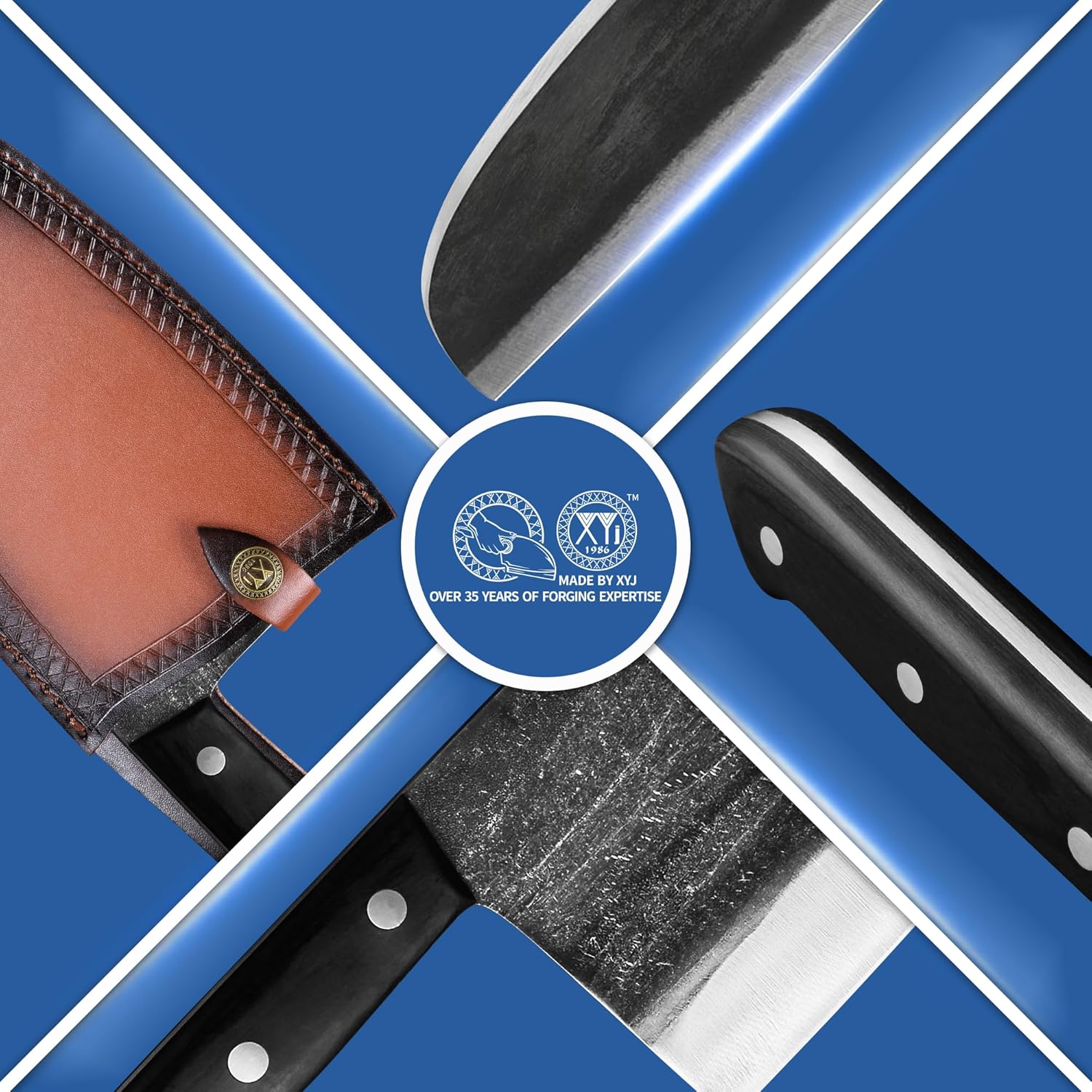 Thumbnail 1 de XYJ Cuchillo de Chef Serbio 6.7" con Funda de Cuero 🍴