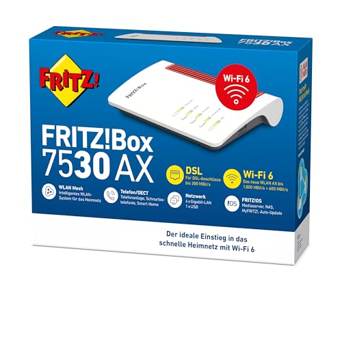 Detalle de FRITZ!Box 7530 AX – DSL-Router mit Wi‑Fi 6, bis zu 2,4 GBit/s