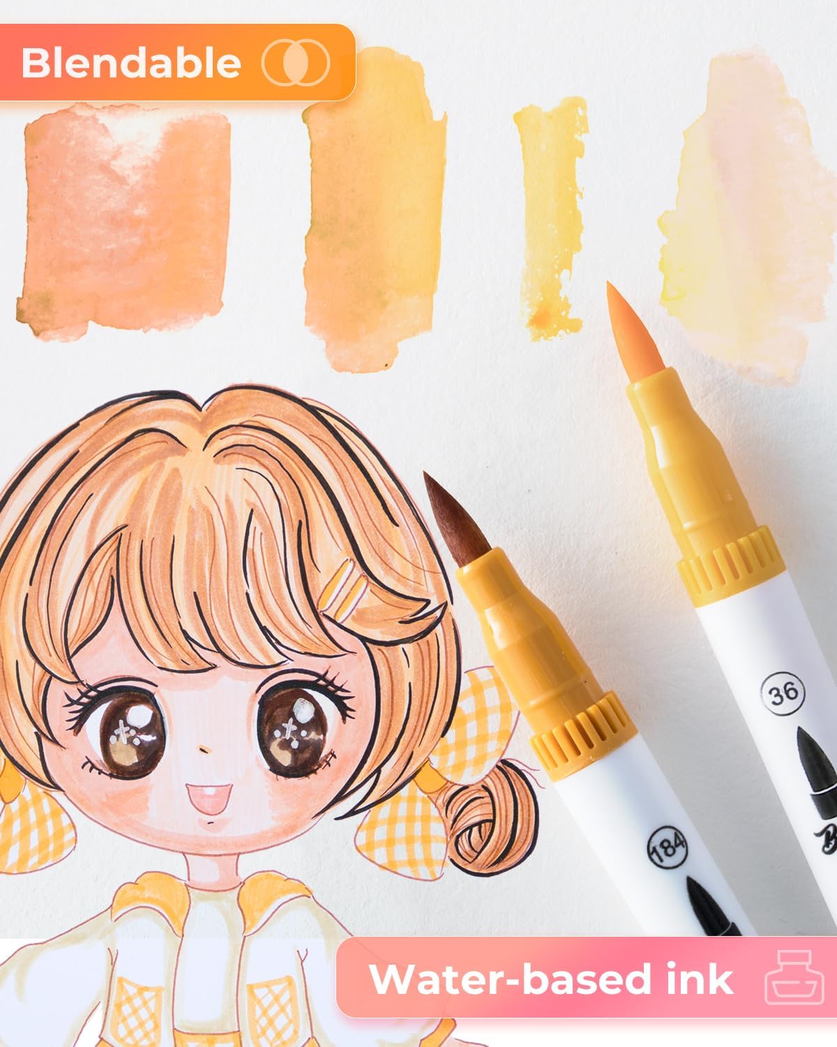 Thumbnail 6 de Ohuhu 36 Colour Skin Tone Dual Tip Markers (Skin Tone Fineliner Felt Tips)