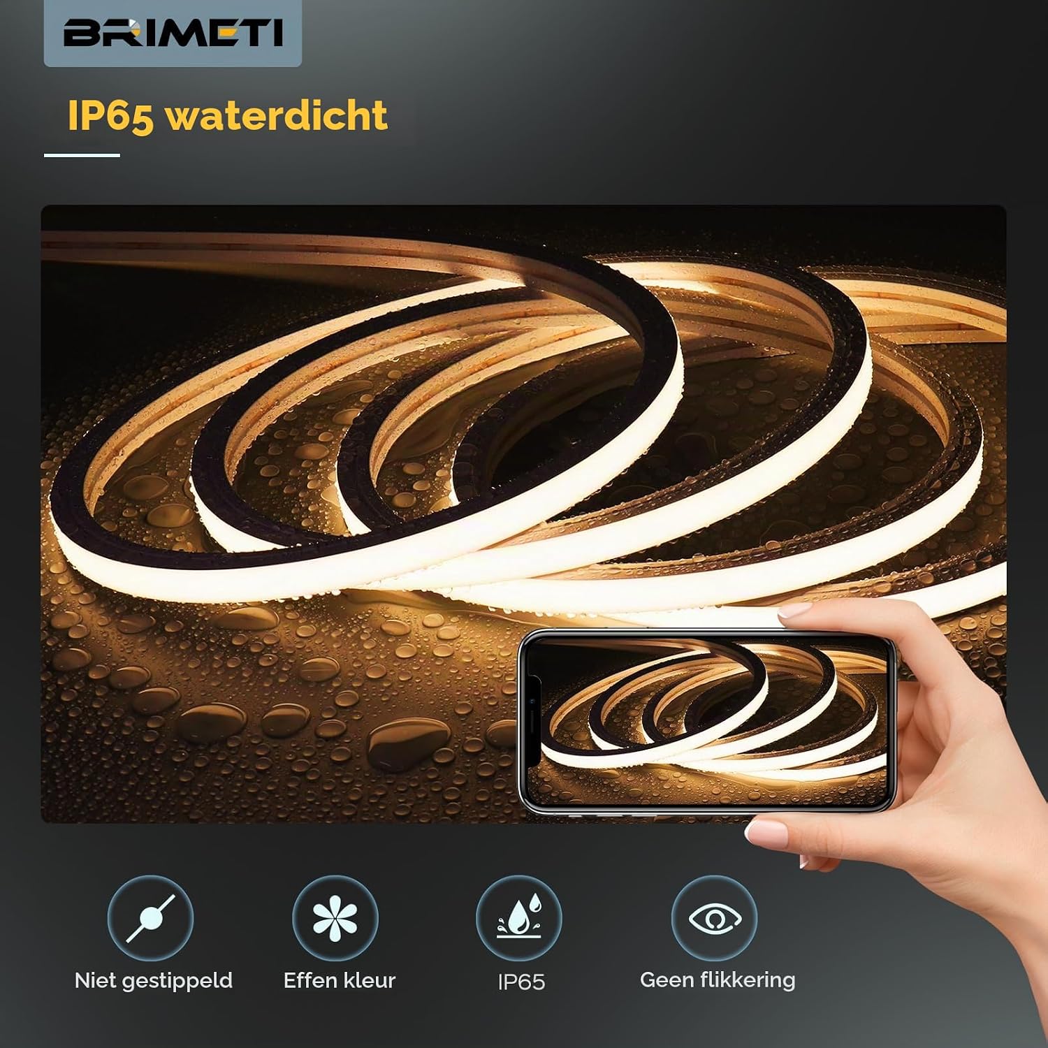 Detalle 2 de BRIMETI 4N=D756-Yellow-3M EU neonstrip, geel siliconen, flexibel en IP65