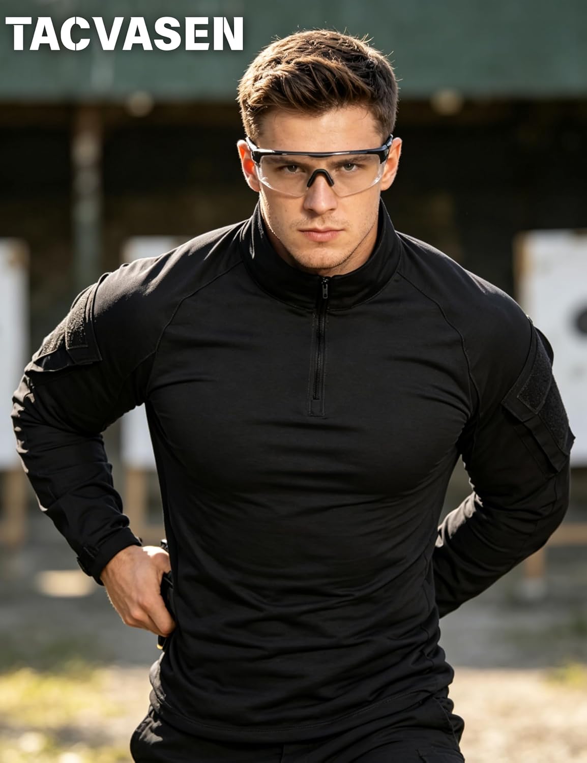 Thumbnail 2 de TACVASEN Men's Military Shirt, Slim-Fit Long Sleeve 1/4-Zip Pullover
