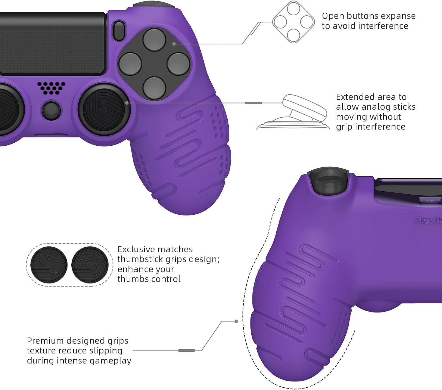 Detalle de PlayVital Silicone Cover for PS4 controller