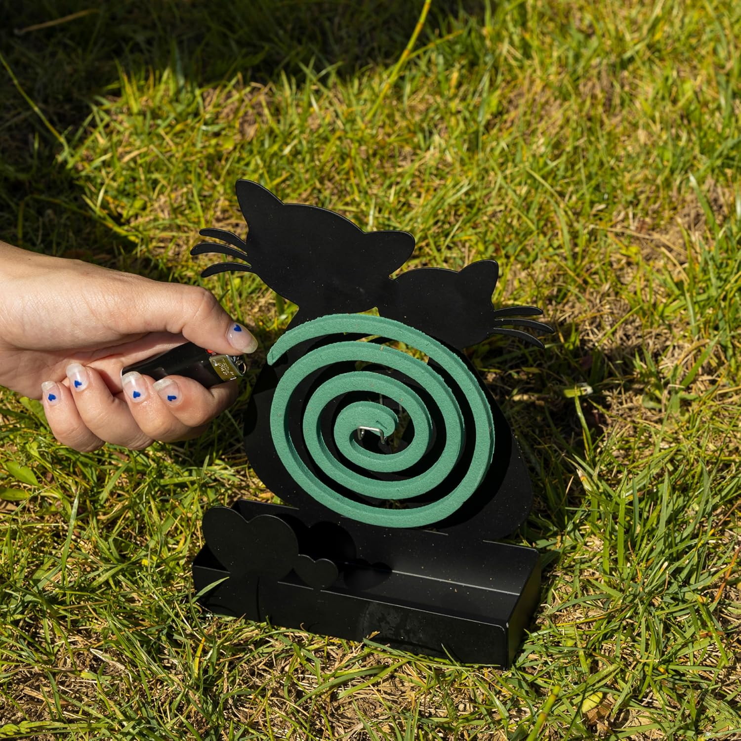 Thumbnail 6 de Baroni Home Support Spirale Anti-Moustiques – Porte-Encens et Porte-Plante en Métal, 16x5x18 cm, Noir