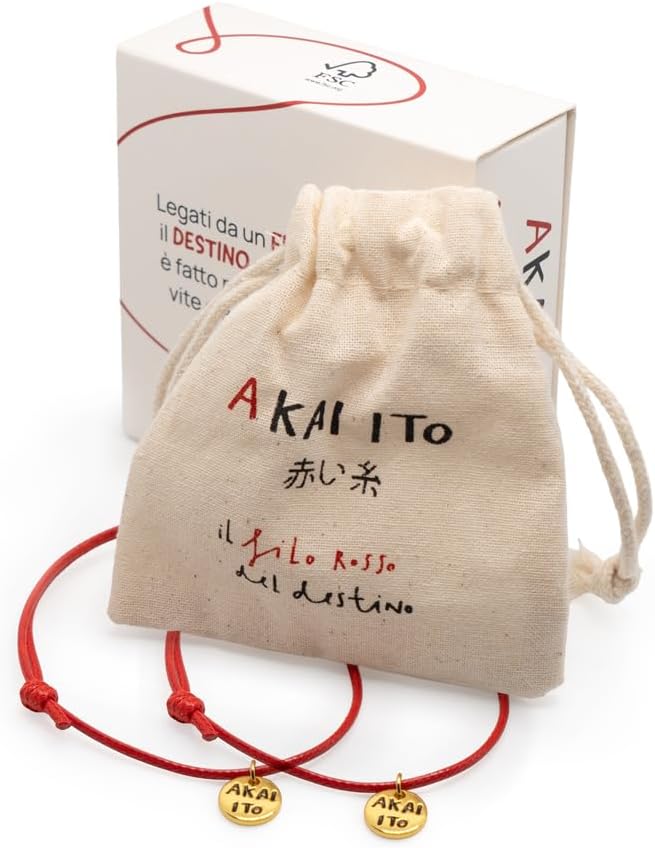 Detalle de KAKI La Felicità è Nelle Piccole Cose: Braccialetti di coppia Filo Rosso del destino in colore Oro