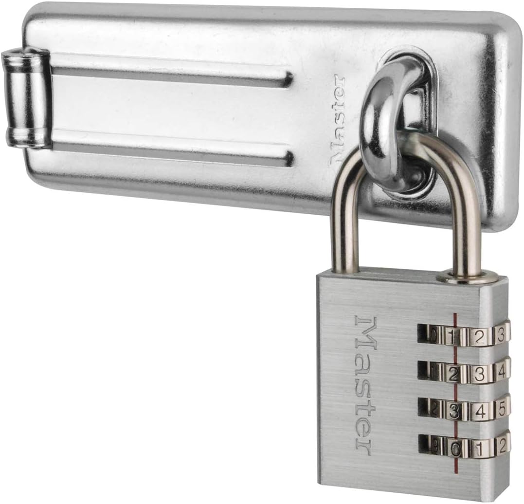 Thumbnail 4 de Master Lock 7804704EURD: Set chiavistello a barra dritta e lucchetto con combinazione, nero