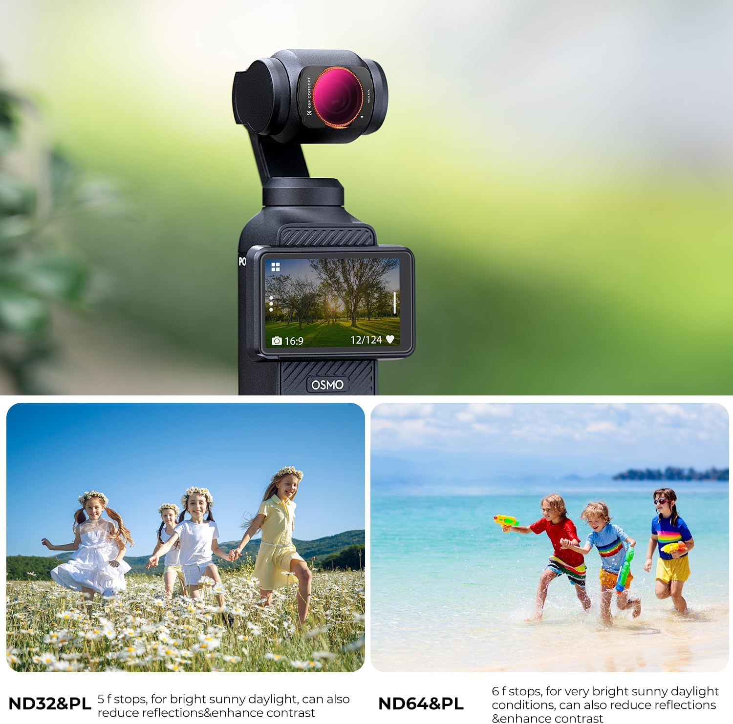 Detalle 2 de K&F CONCEPT 4-Pack ND/PL Filter Kit for DJI Osmo Pocket 4/3 (FD161)