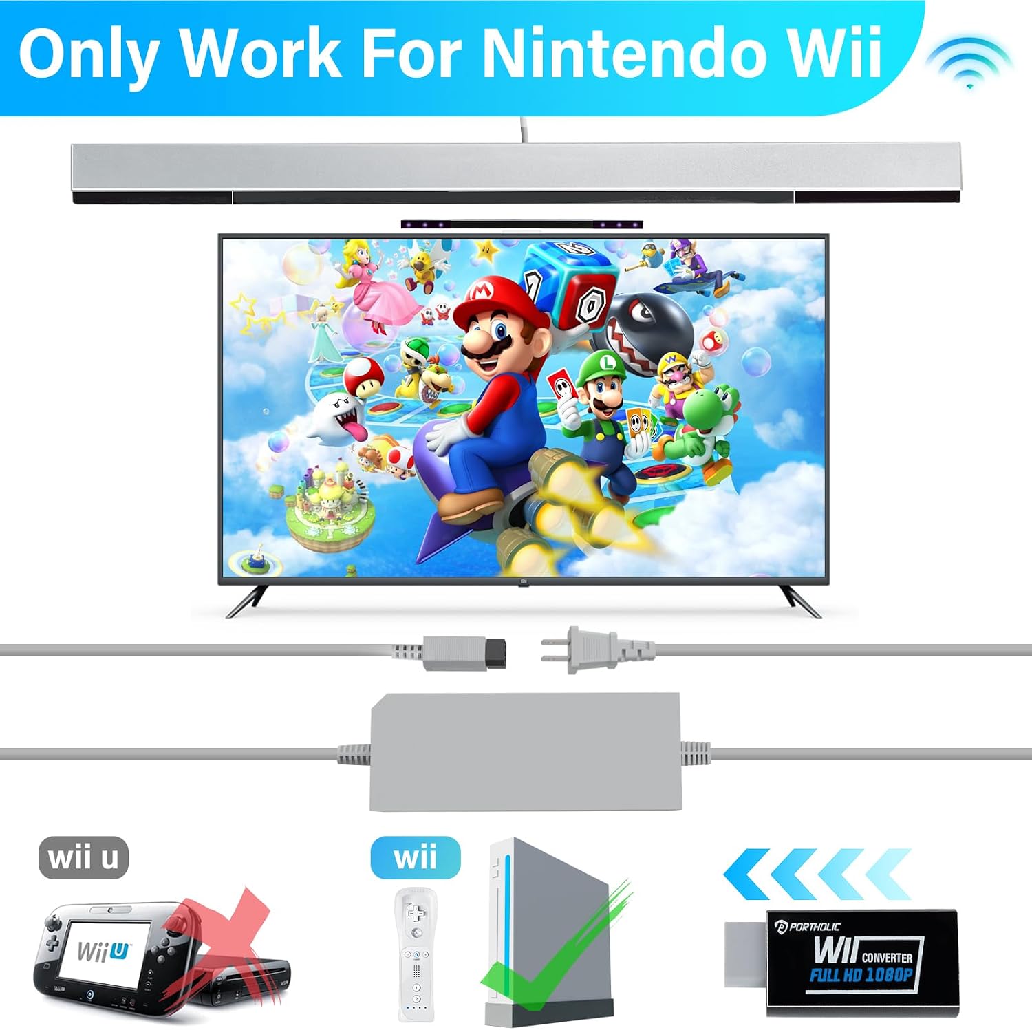 Thumbnail 5 de 4-in-1 Wii Kabel-Set Netzteil AC Wii HDMI