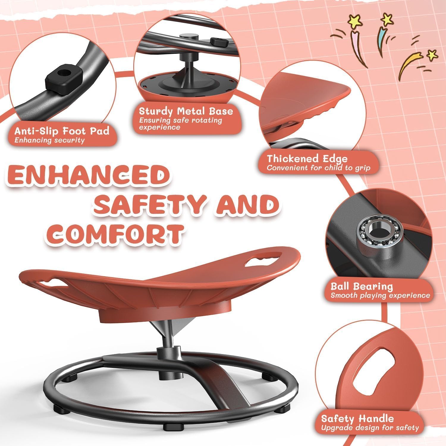 Thumbnail 5 de Pozoera Sensory Spinning Chair, 220-lb Capacity
