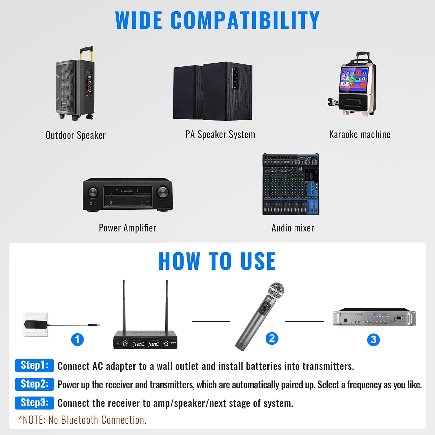 Detalle 2 de Phenyx Pro PTU-52-2H Dual UHF Wireless Microphone System with Two Metal Mics