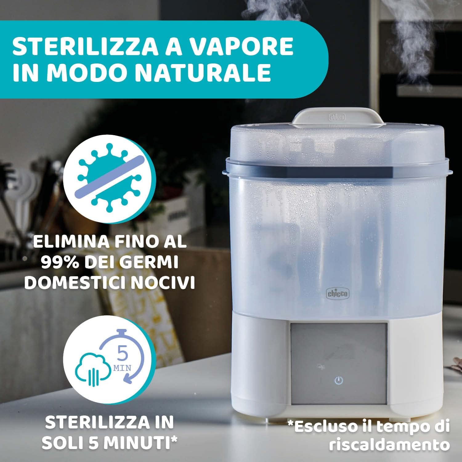 Detalle de Chicco Sterilizzatore con Funzione Asciugatura: sterilizza e asciuga fino a 6 biberon da 330 ml