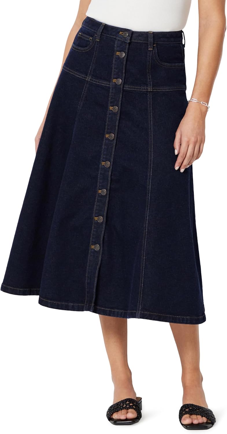 Thumbnail 6 de Amazon Essentials Women's A-Line High-Rise Denim Button-Down Midi Skirt