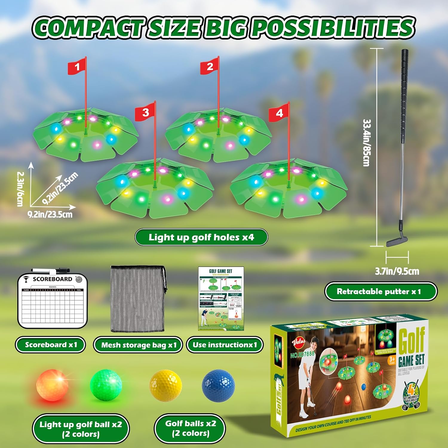 Thumbnail 6 de VATOS Light Up Golf Putting Game Set with 4 LED Holes and Extendable Putter