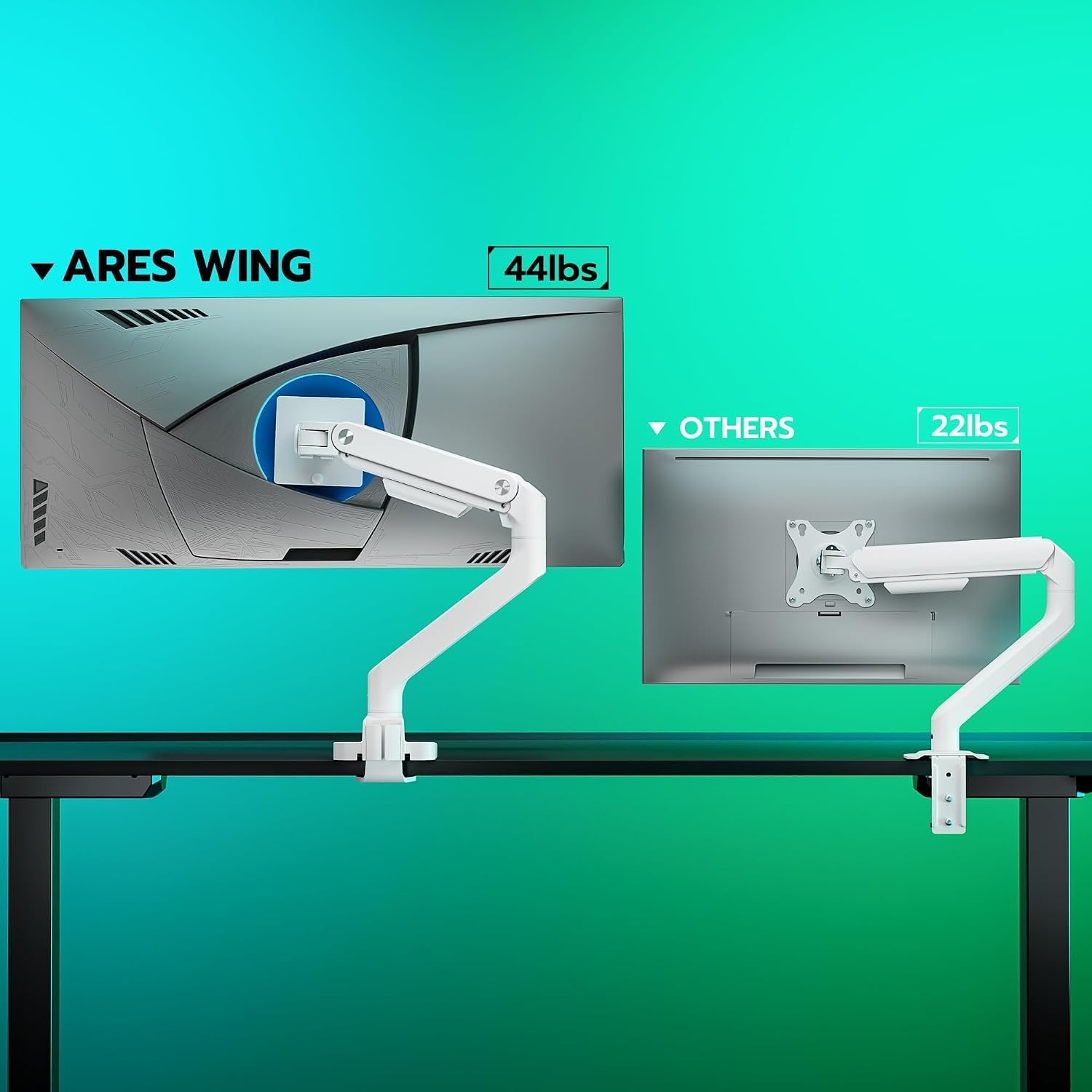 Detalle de ARES WING Ultrawide Monitor Arm for 17–49-Inch Screens, 44 lb, White