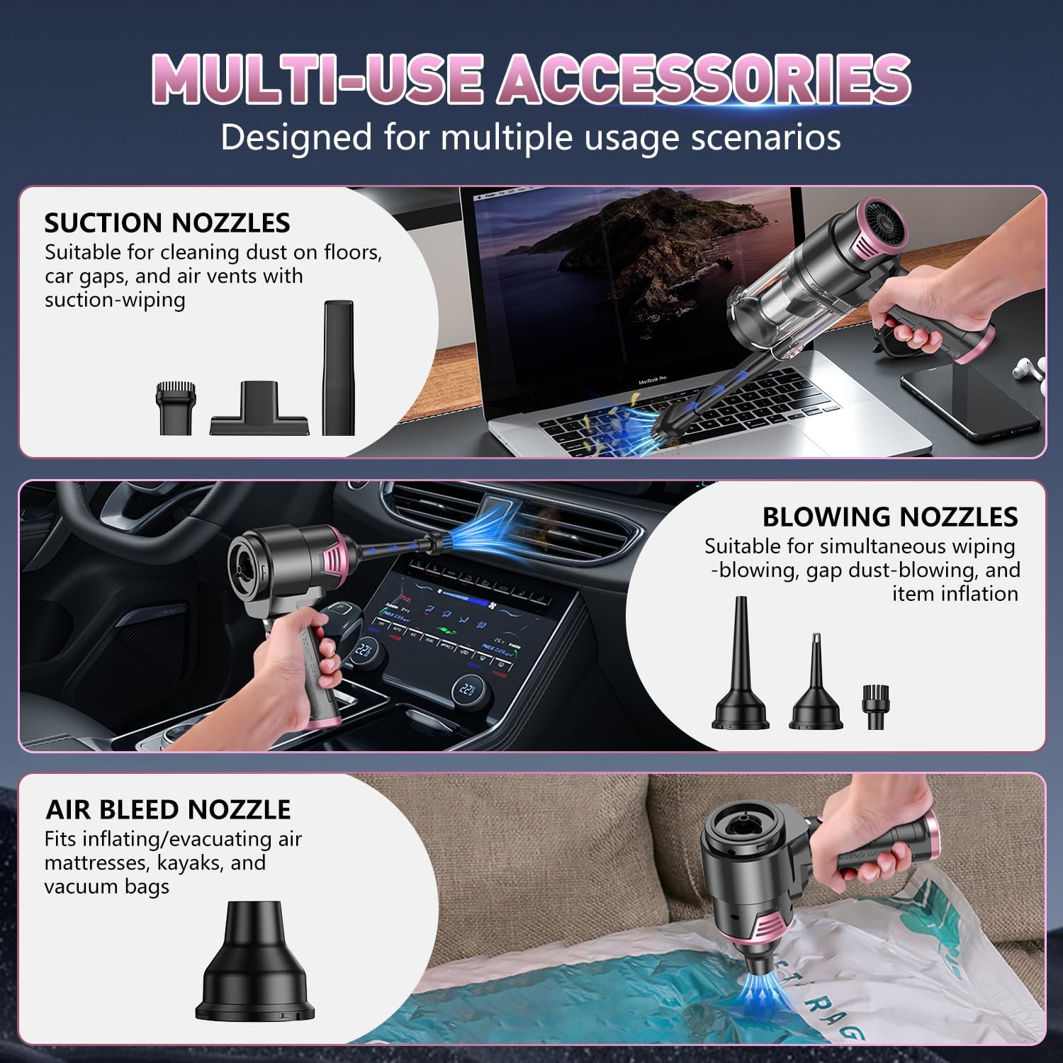 Thumbnail 4 de KMM Handheld Car Vacuum Cleaner with 16,000Pa Suction and 120W Power