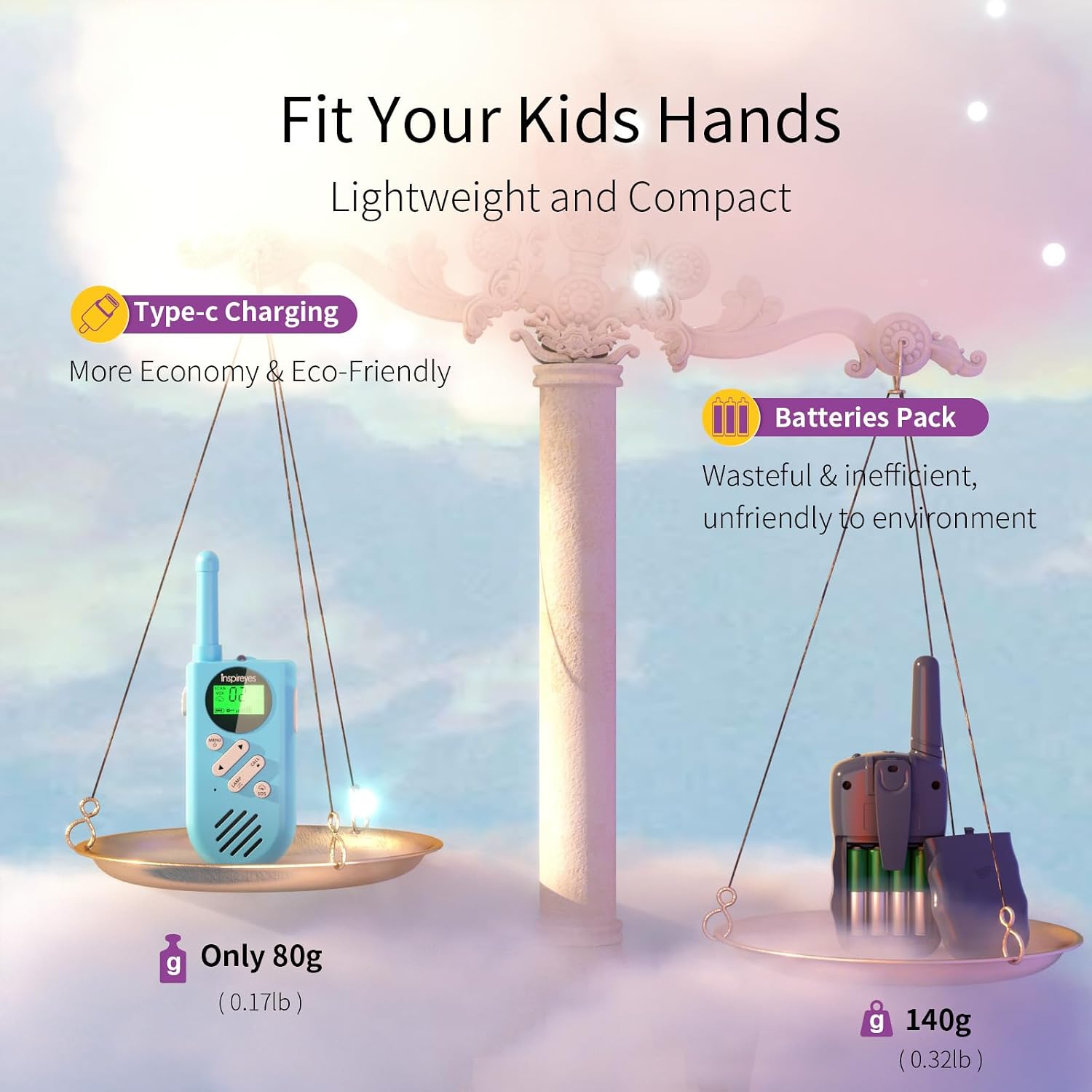 Thumbnail 3 de Inspireyes Kids Walkie Talkies (3-Pack) with Rechargeable Battery – Long Range, VOX & NOAA Weather