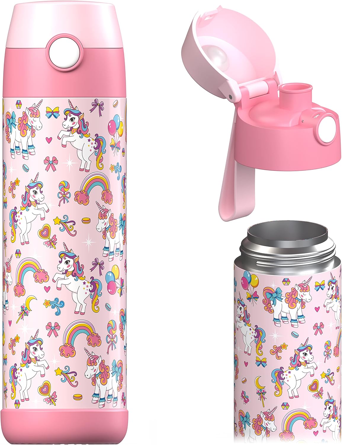 Detalle de JARLSON Borraccia Termica Bambini 500ml MALI Unicorno – Acciaio Inox 304, Senza BPA