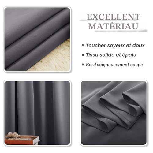 Thumbnail 6 de PONY DANCE Lot de 2 Rideau Occultant Thermique 140x240 cm Gris — isolation et intimité