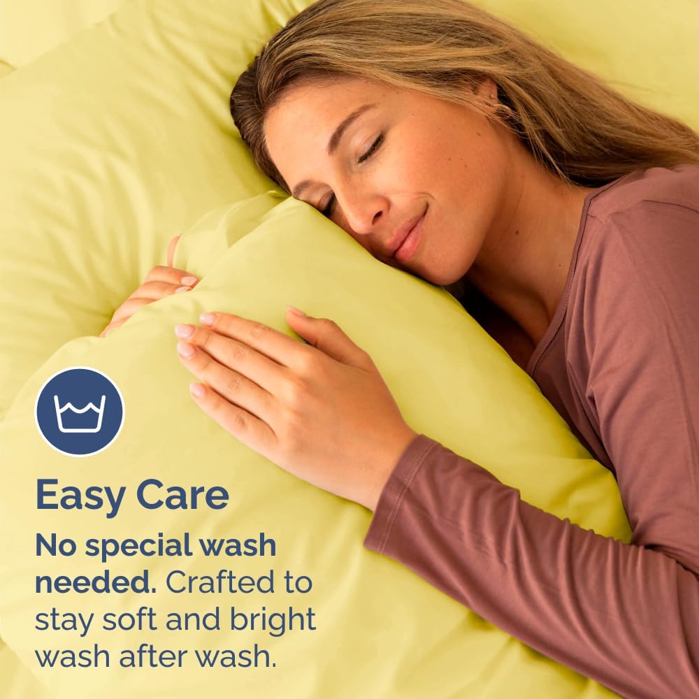 Detalle de Standard Pillow Cases Set of 4 – Ultra Soft Hotel Quality Pillowcase Covers in Yellow