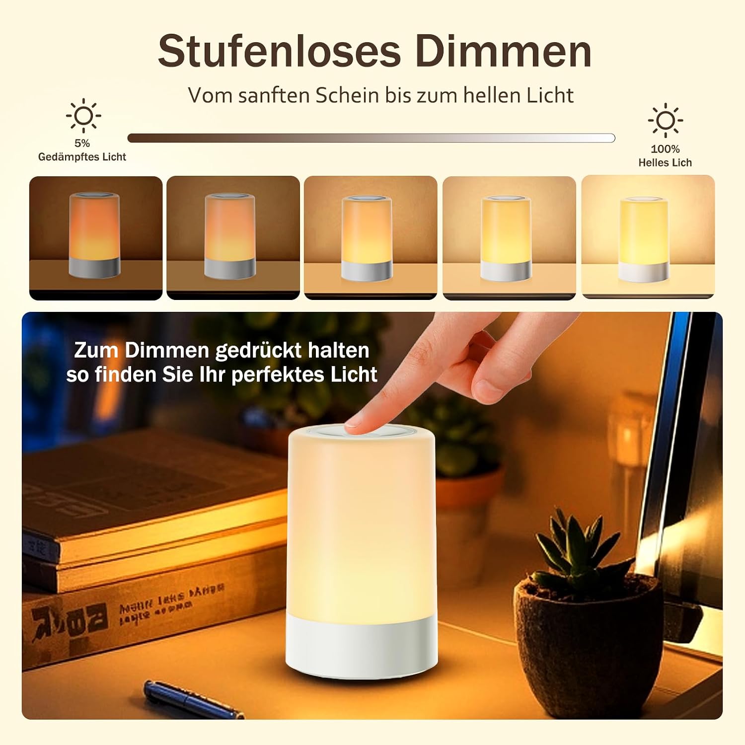 Thumbnail 2 de G Keni LED Nachttischlampe Kinder Touch Control dimmbar nachtlicht Baby akku stilllicht nachtlampe USB Wiederaufladbar Lampe (Warmes Hell) [Energieklasse A]
G Keni LED Nachttischlampe Kinder Touch Control dim…
