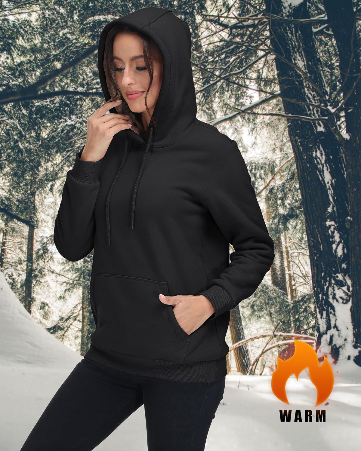Detalle de TACVASEN Women's Sherpa-Lined Fleece Hoodie with Kangaroo Pocket