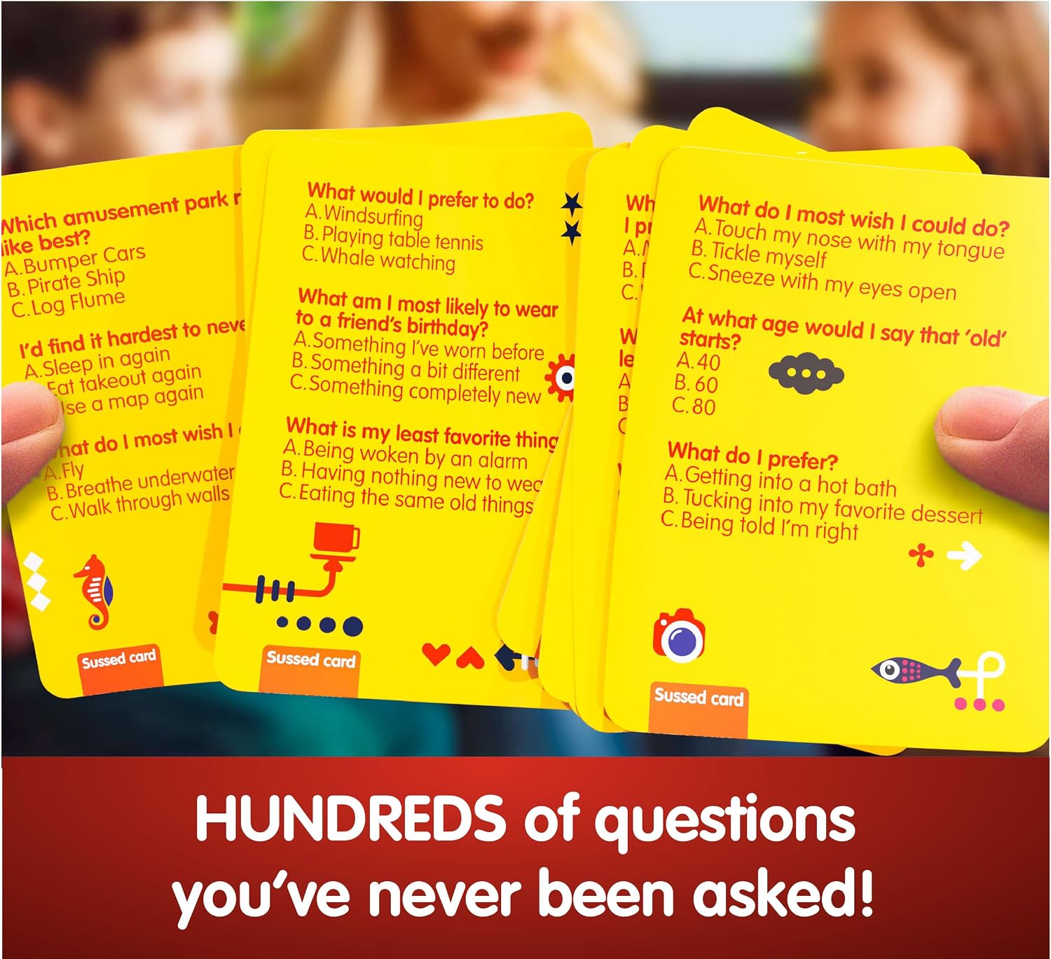 Detalle de SUSSED The Wacky ‘What Would You Do’ Social Card Game – Yellow Deck