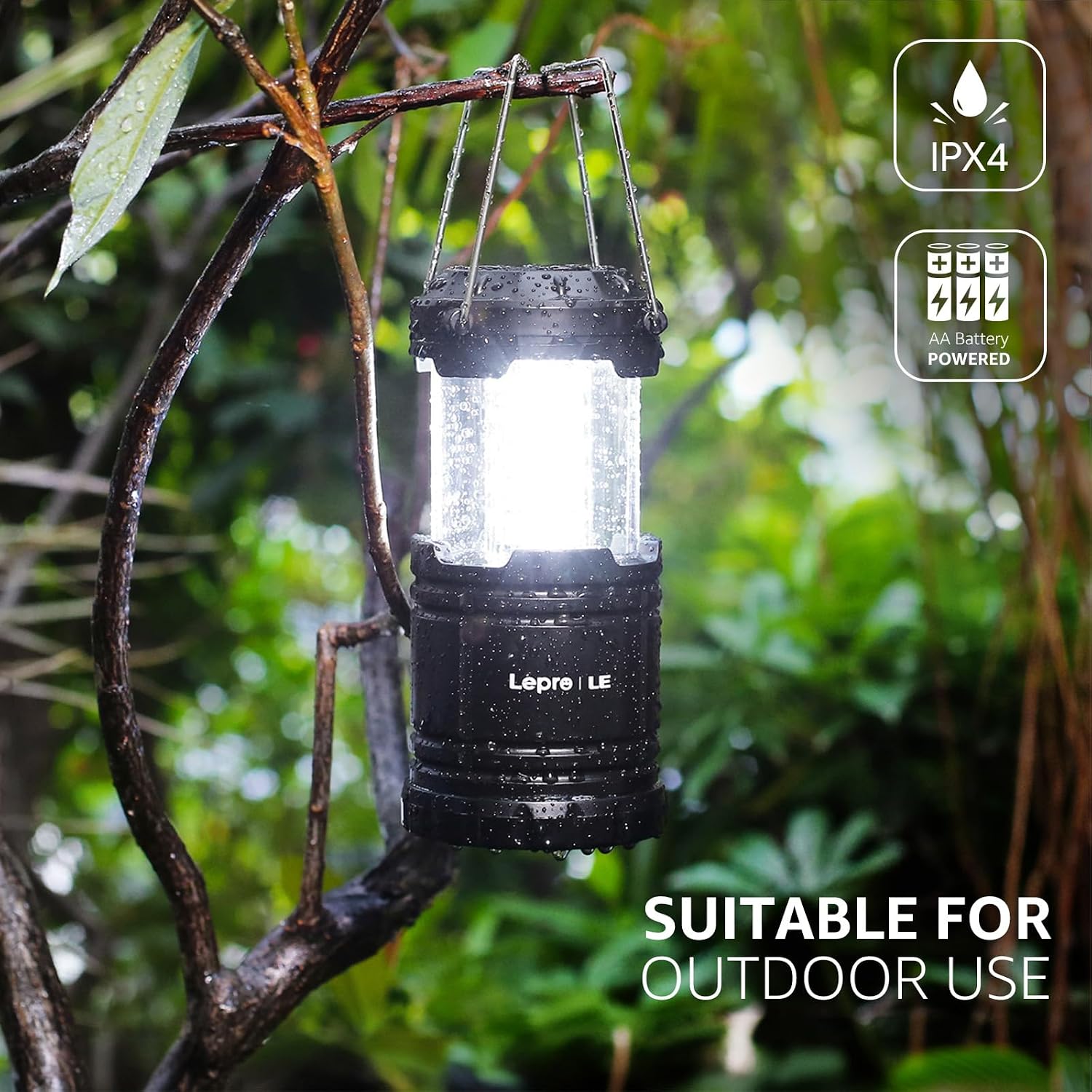 Detalle 1 de Lepro 3300007-4 Collapsible Camping Lantern, 190 Lumens, 360° Light, 4-Pack