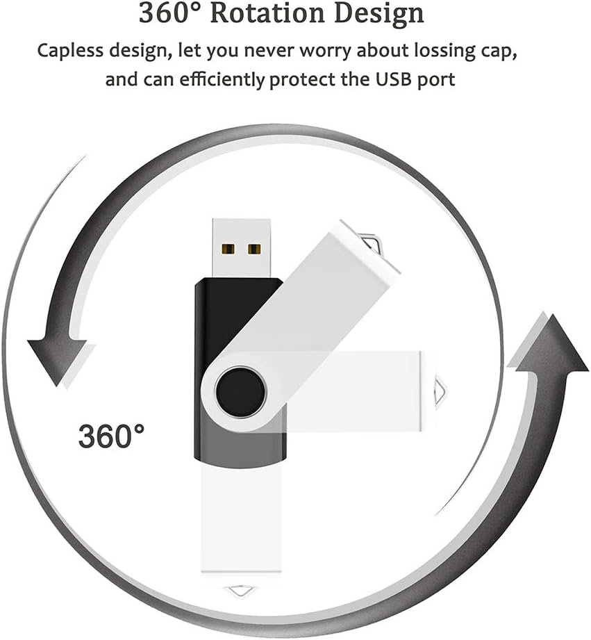 Thumbnail 3 de 2 Pack 8GB USB 2.0 Flash Drives with Swivel Design (Black)