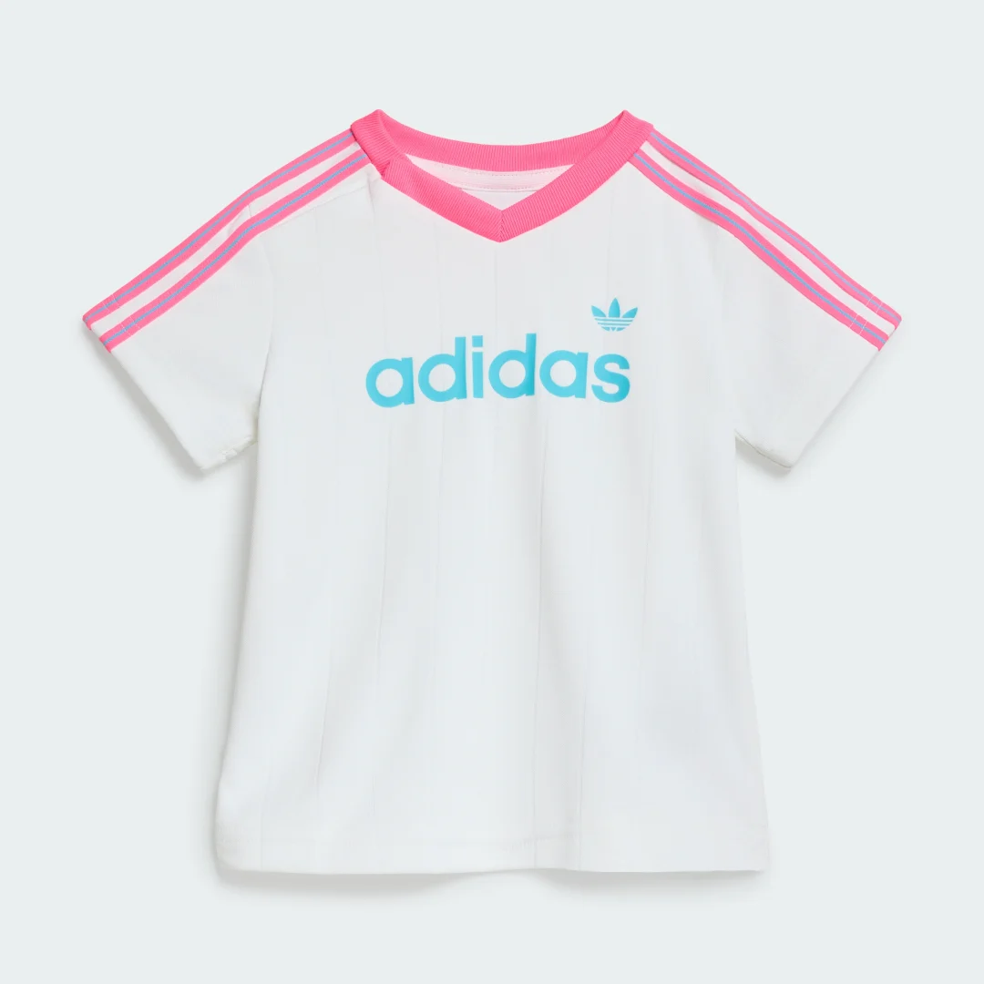Detalle 2 de Conjunto de camiseta y pantalón corto Pinstripes Sprinter de Adidas (Blanco)