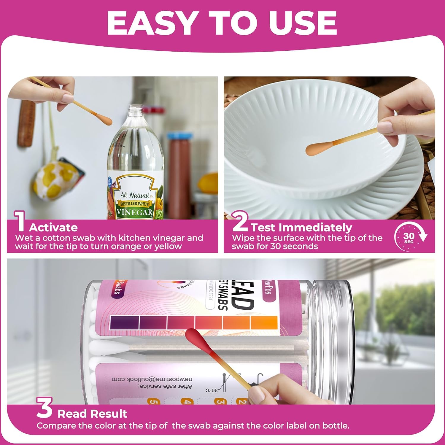 Detalle de NewPos Lead Test Kit, 30 Swabs