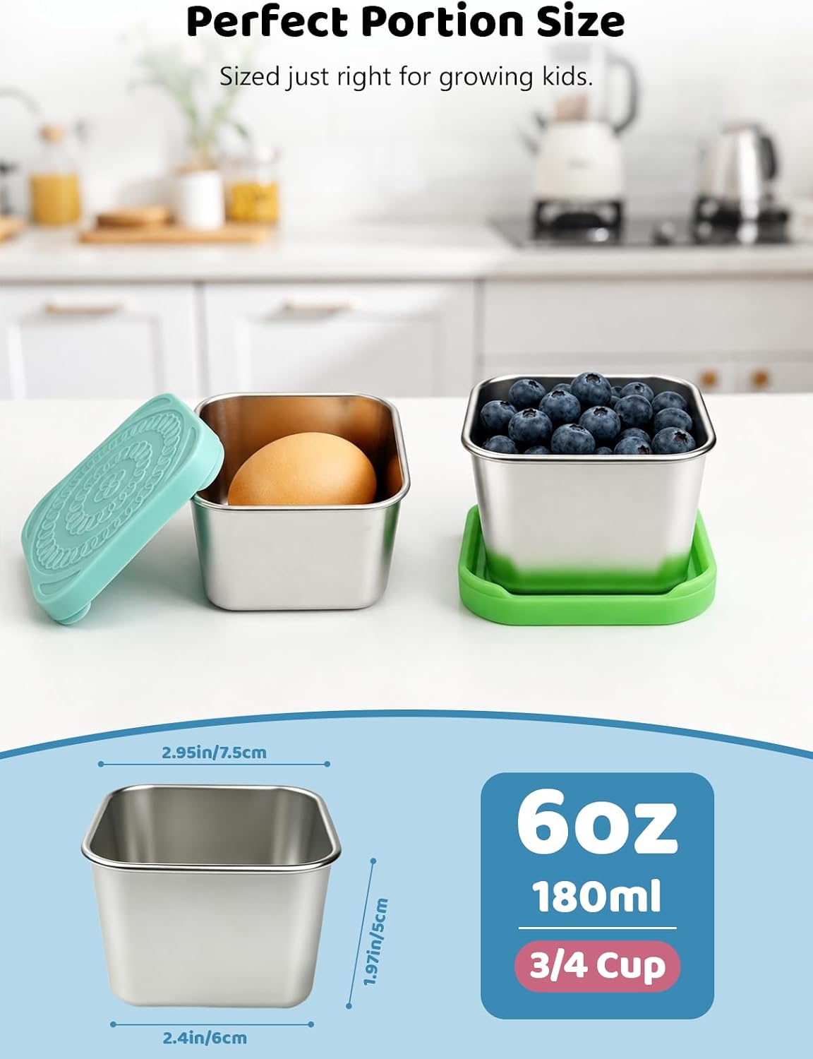 Thumbnail 2 de HTEVW 6oz Stainless Snack Containers