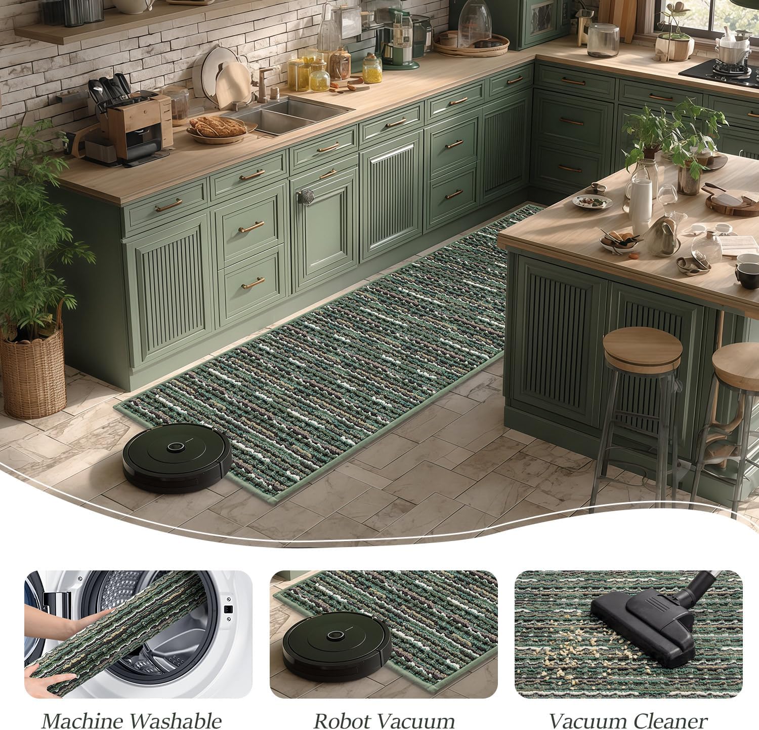 Thumbnail 5 de Green Kitchen Rugs Set 20x47 + 20x32