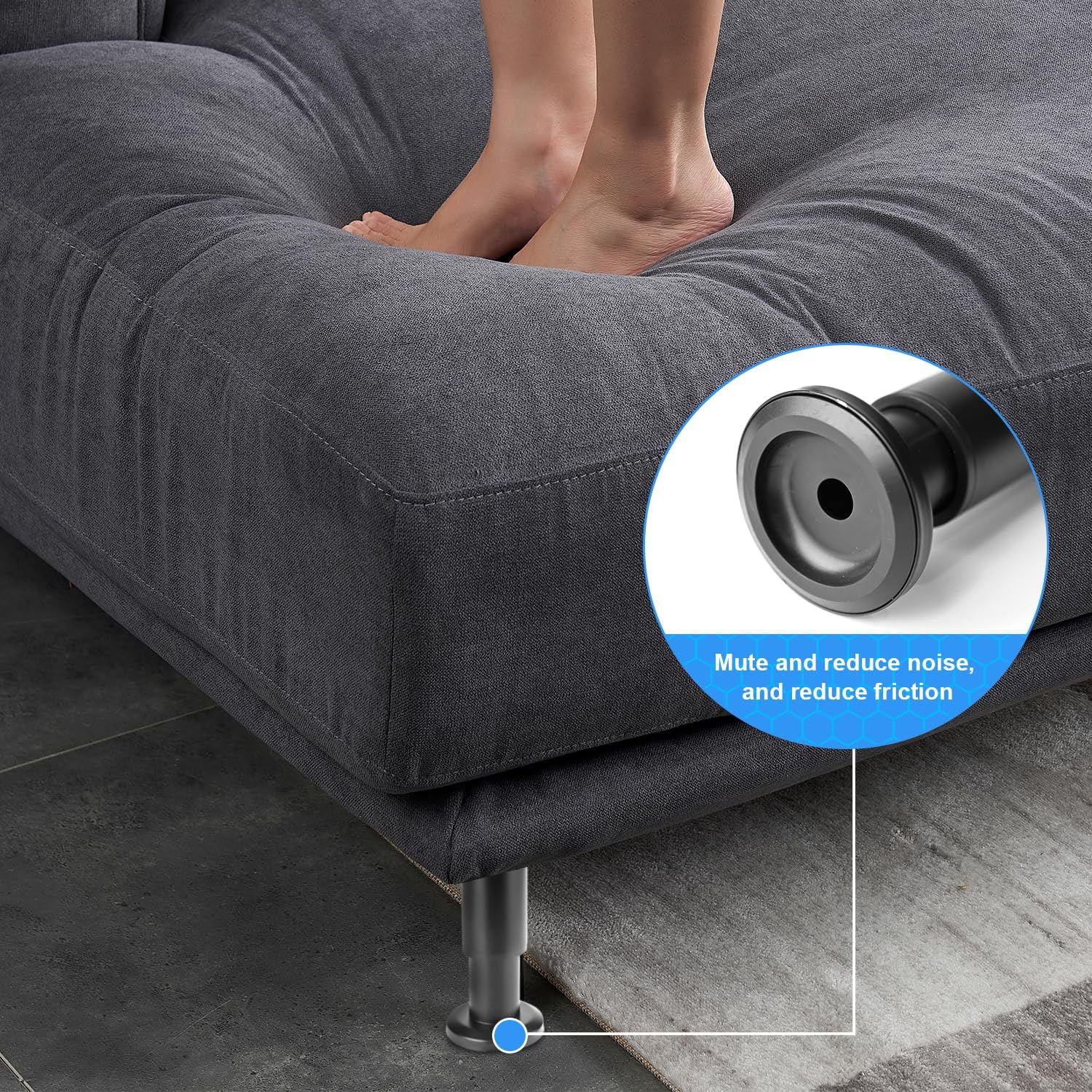 Detalle de Piedini Regolabili ACOMTUO 4 Pezzi per Mobili, Altezza 8–12 cm, Nero, con Viti – Stabilità e Protezione pavimenti