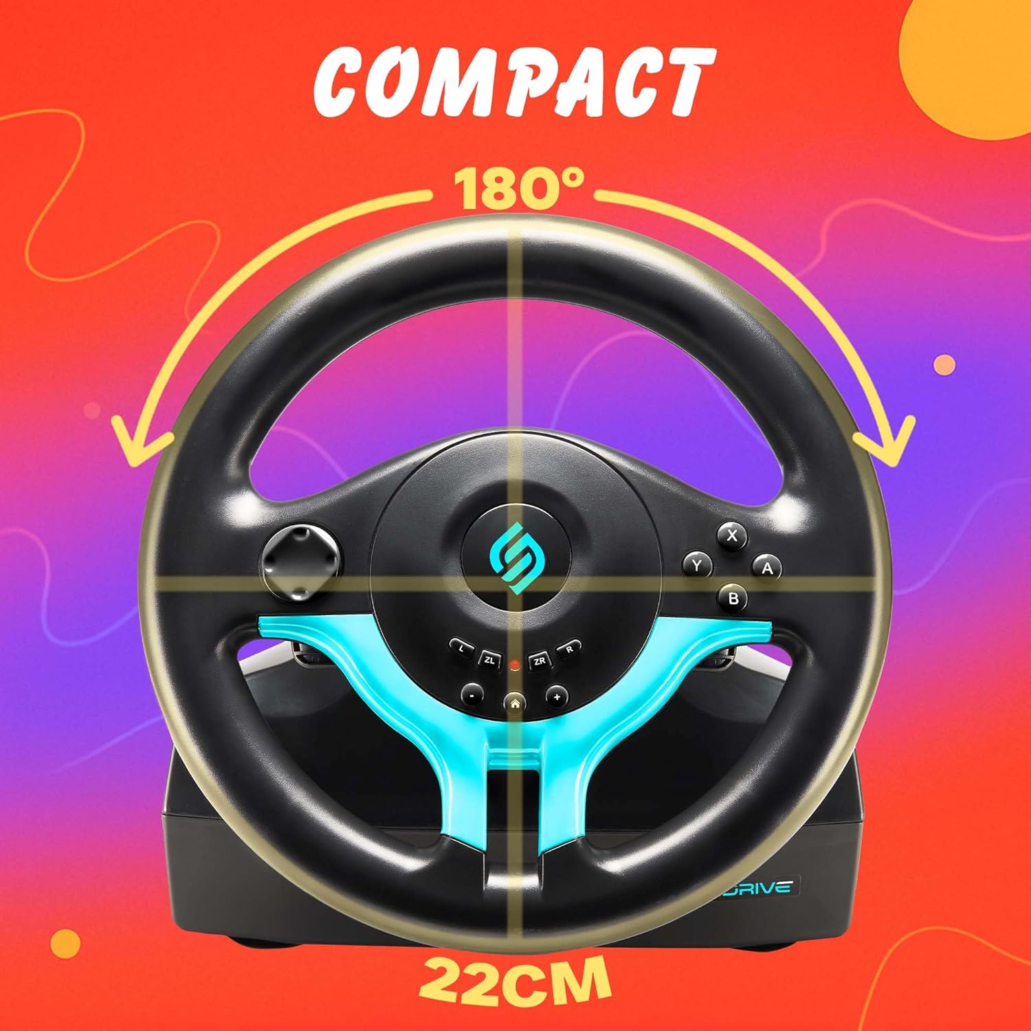 Thumbnail 2 de Volant gaming Subsonic Superdrive SV250-S Switch 2 & Switch (22 cm, rotation 180°) avec pédales et palettes – Blue Edition