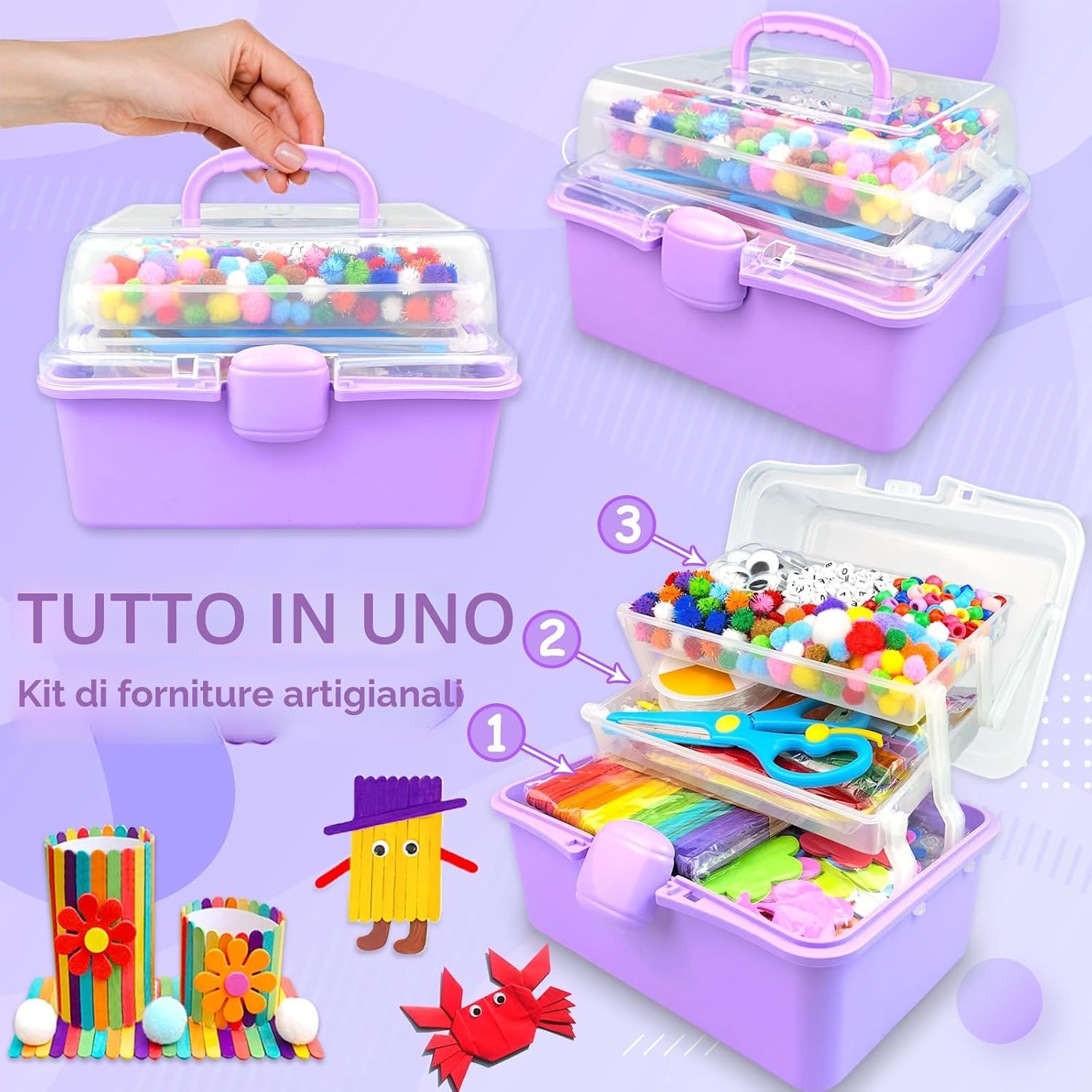 Detalle de 3000 Lavoretti Creativi per Bambini: Set artigianato con scovolini colorati e materiali DIY (Viola)