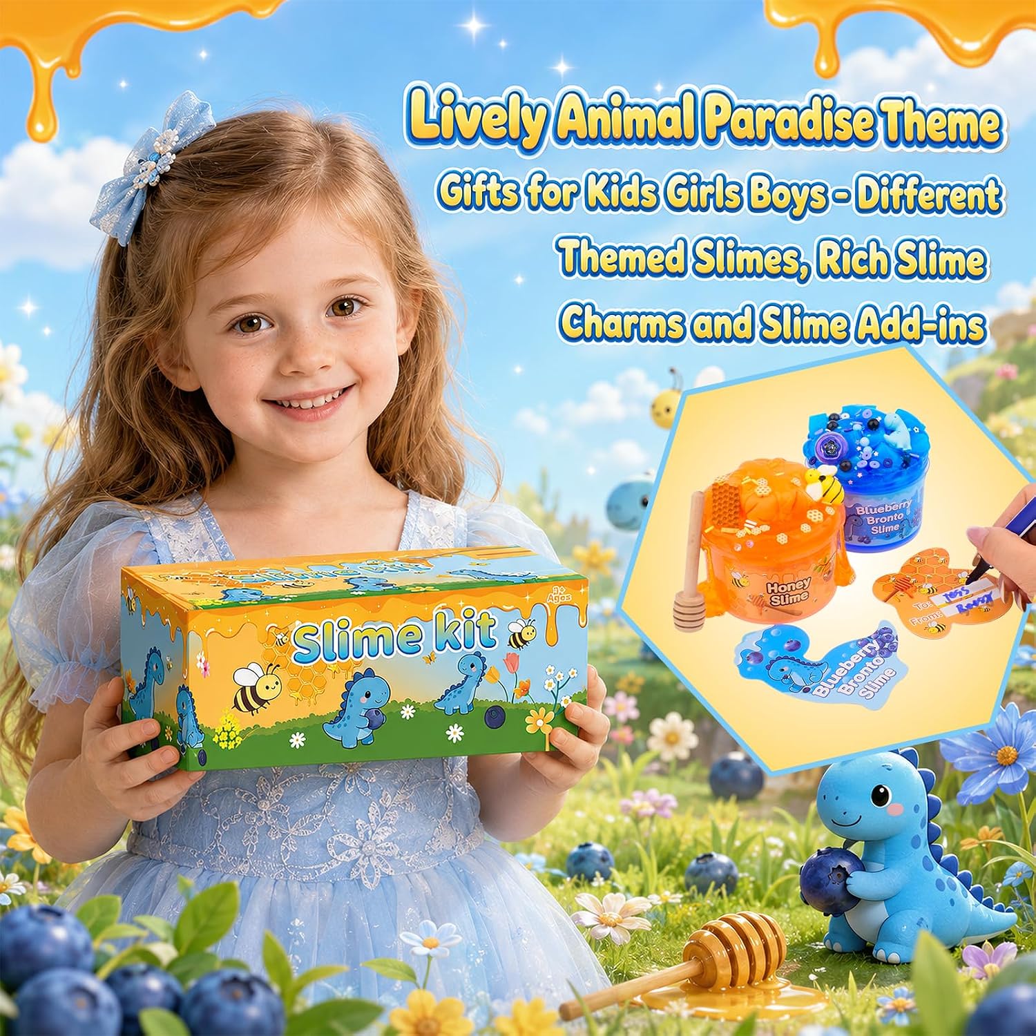 Thumbnail 5 de 2 Pack Honey Slime Kit 14 oz – Bronto Clear Slime Cards, ASMR Slime Making Kit for Kids Aged 4–12