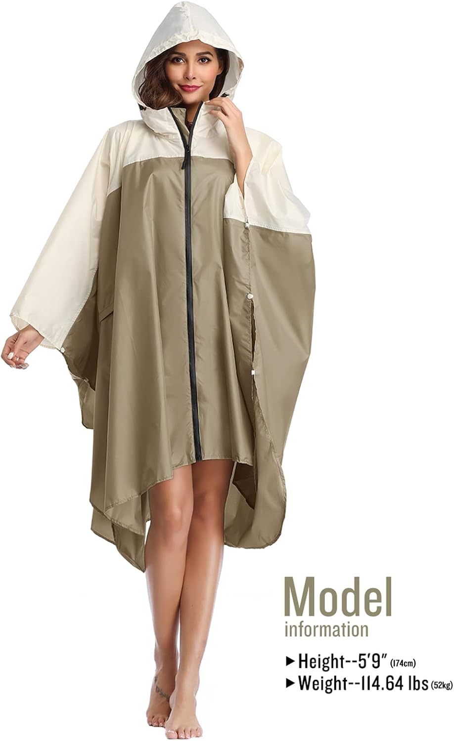 Detalle de SaphiRose Unisex Waterproof Rain Poncho with Hood and Pockets